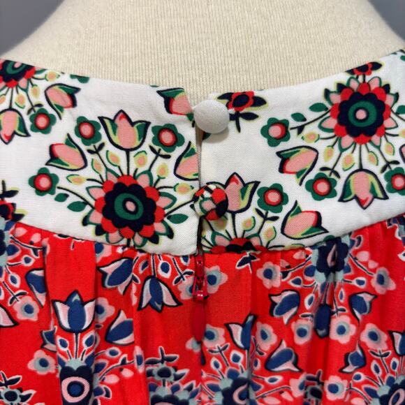 BODEN red white swing dress feminine cruise vacation floral flowy, Size 10 - Picture 4 of 9